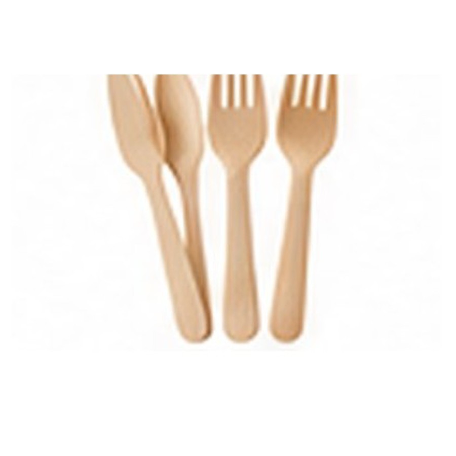 Wooden Cutlery – Fork, Knife & Spoon 160 mm – Box of 1000 (Mixed) – wooden spoons, wooden forks for cafés & restaurants (photo 3)