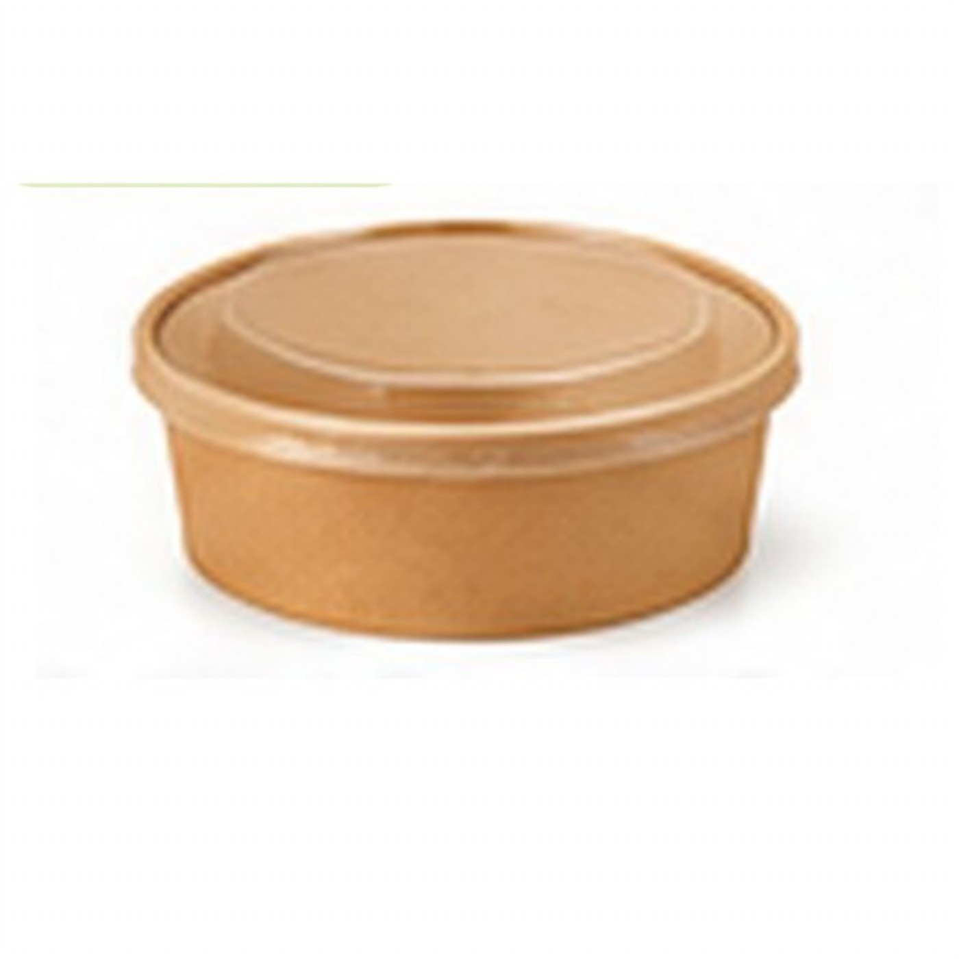 Kraft Paper Round Bowls 1000 ml with Clear PET Lids – Carton of 300 Sets – paper bowls with lids, salad bowls with lids for cafés & restaurants