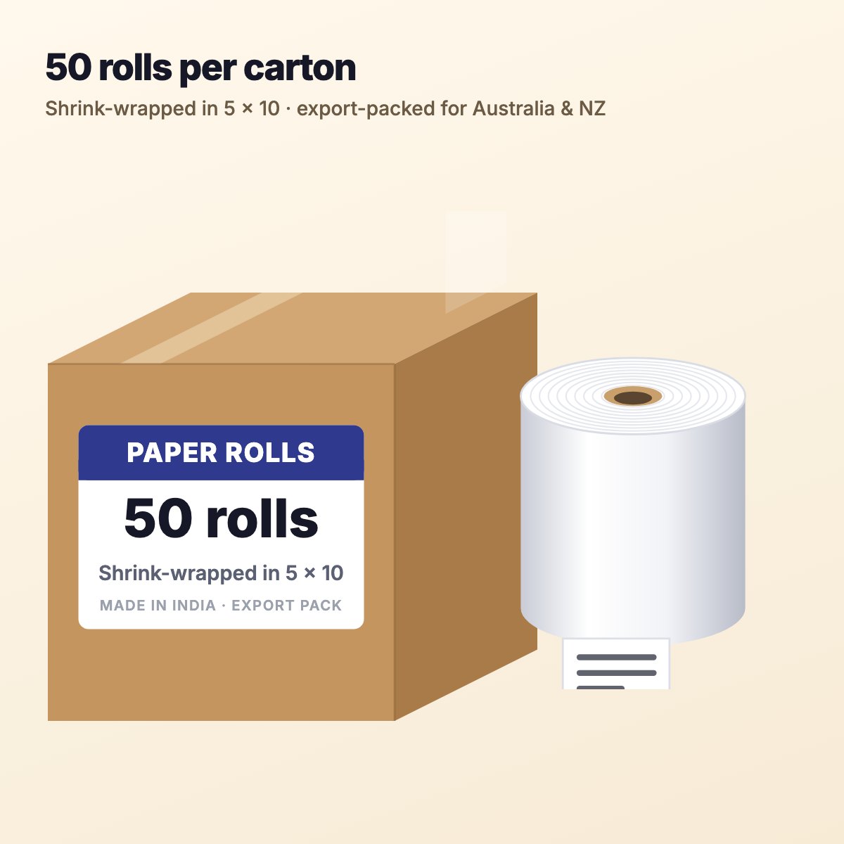 Thermal EFTPOS & Card Machine Rolls 57 × 40 mm – Box of 50 – 57 mm thermal rolls, 79 mm thermal rolls for cafés & restaurants (photo 3)
