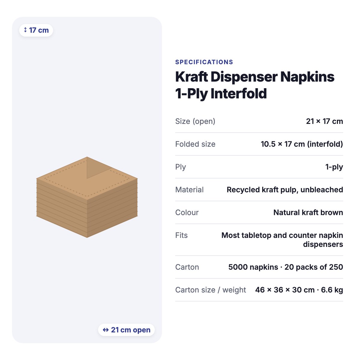 Kraft Dispenser Napkins 1-Ply Interfold – Carton of 5000 – dispenser napkins, interfold napkins for cafés & restaurants (photo 4)