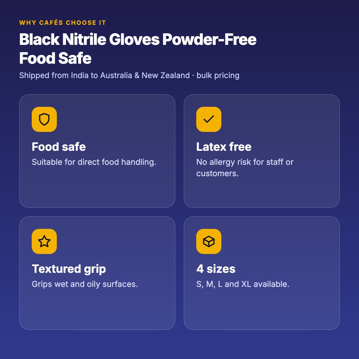 Black Nitrile Gloves Powder-Free Food Safe – Carton of 1000 (10 × 100) – food labels, butter paper for cafés & restaurants (photo 4)